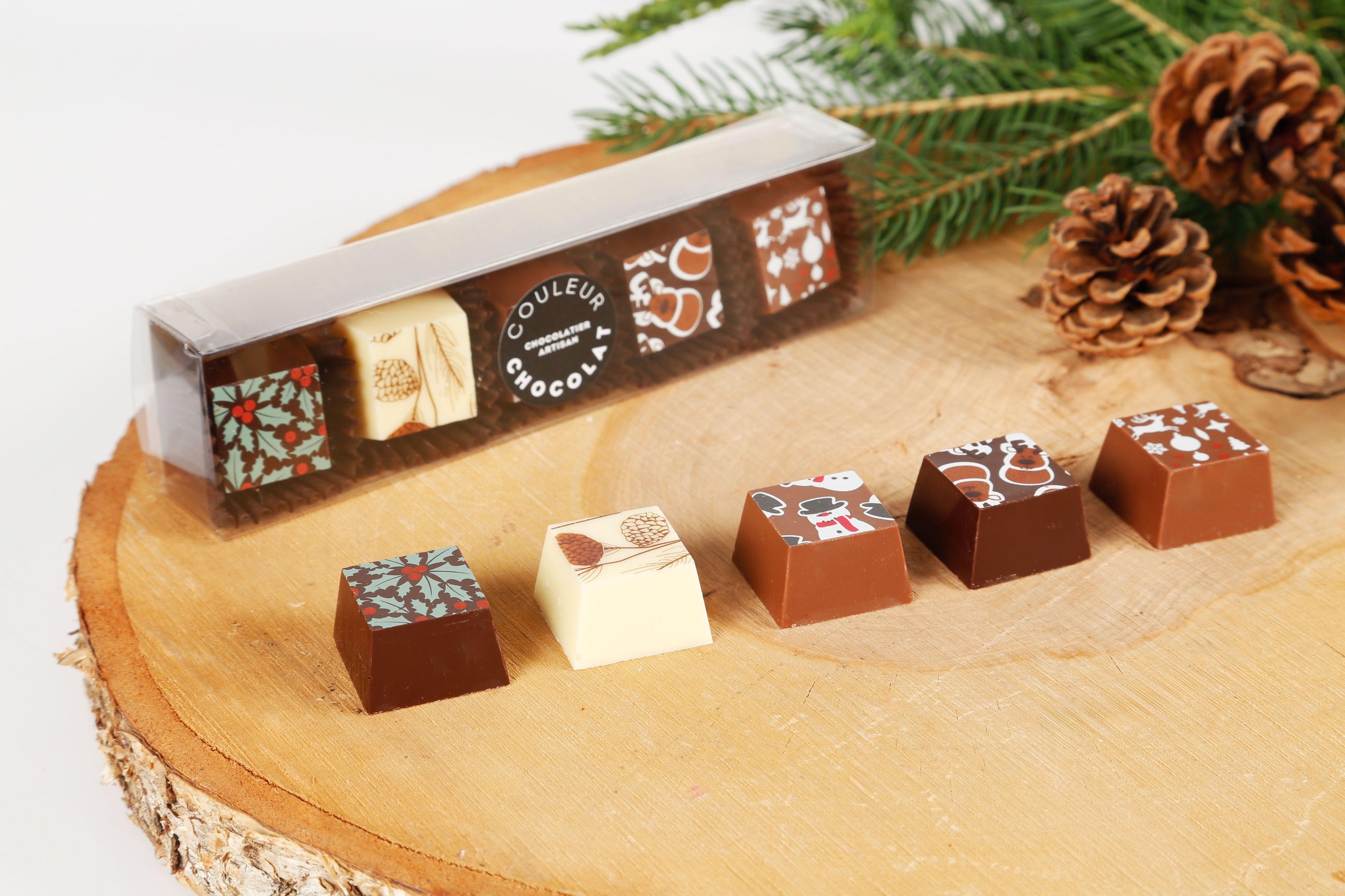 5 morceaux de chocolat de Noël