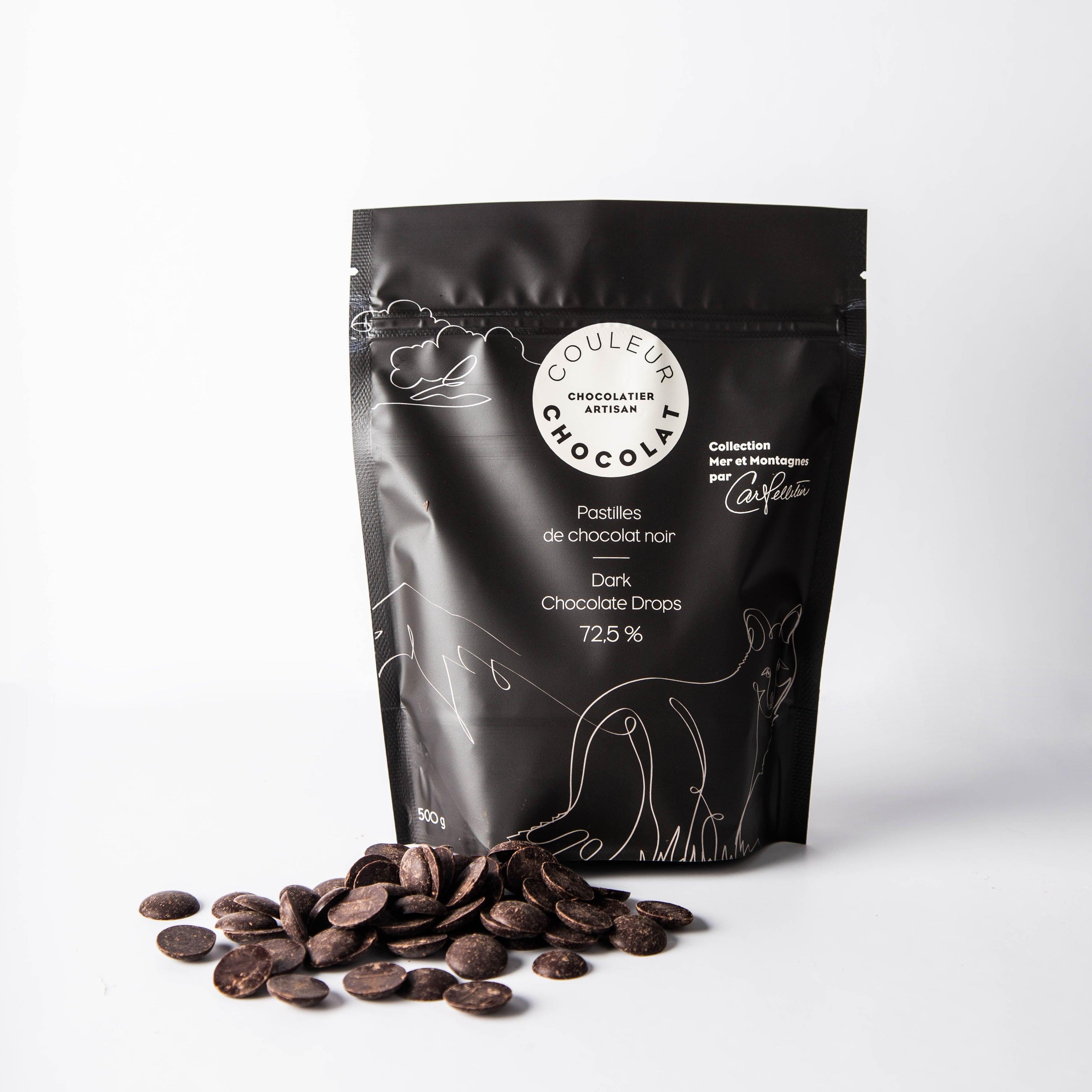 Dark chocolate pastilles 72.5%