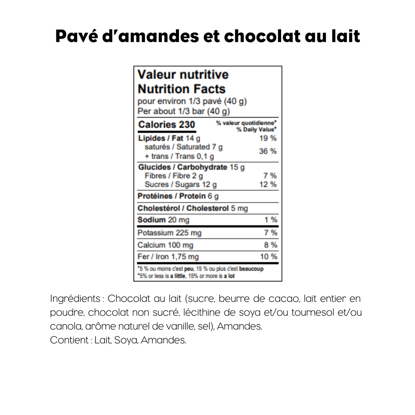 Pavé d'amandes grillées et chocolat