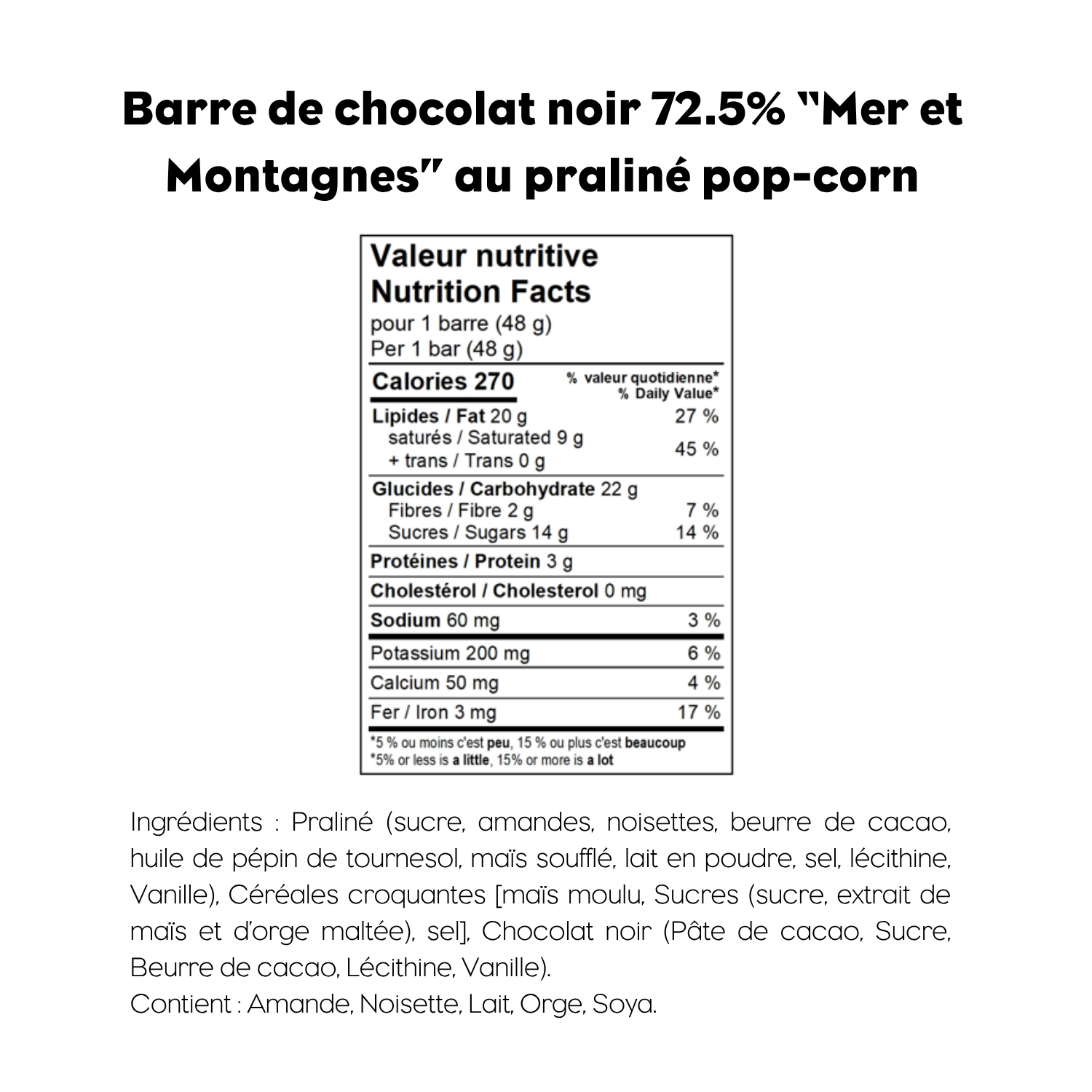 Barre au praliné pop-corn croustillant