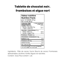 Tablette chocolat noir, framboises et algues nori