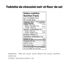 Tablette chocolat noir et fleur de sel