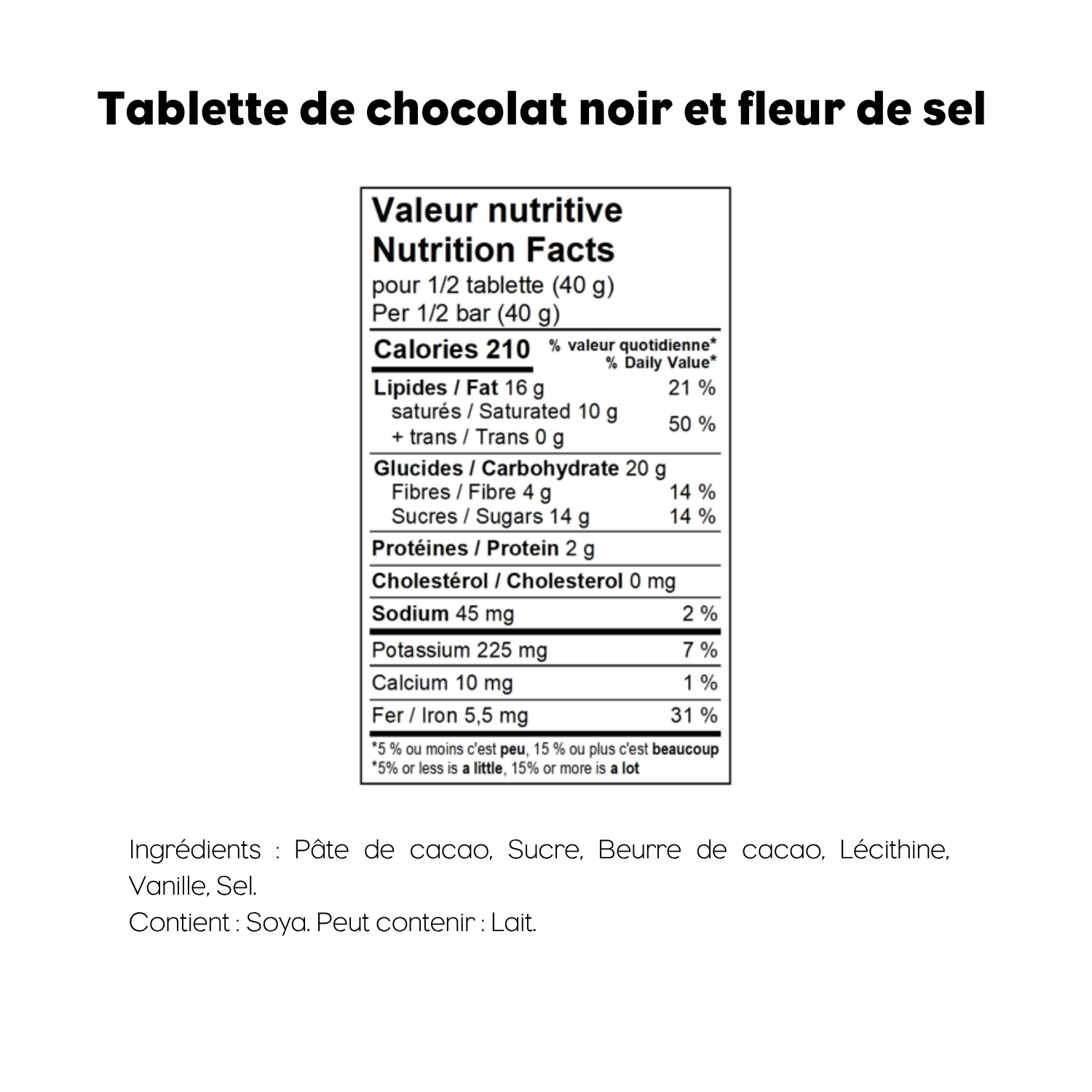 Tablette chocolat noir et fleur de sel
