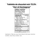 Tablette de chocolat noir 72,5 %