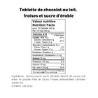 Tablette chocolat au lait, fraises et sucre d'érable