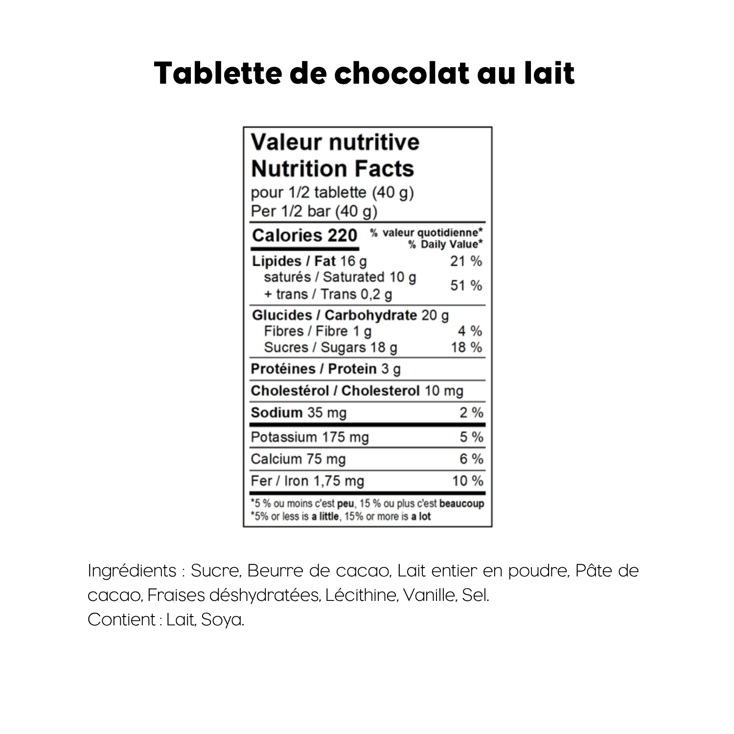 Tablette chocolat au lait