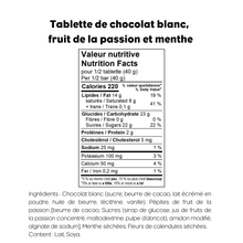 Tablette chocolat blanc, fruit de la passion et menthe sauvage