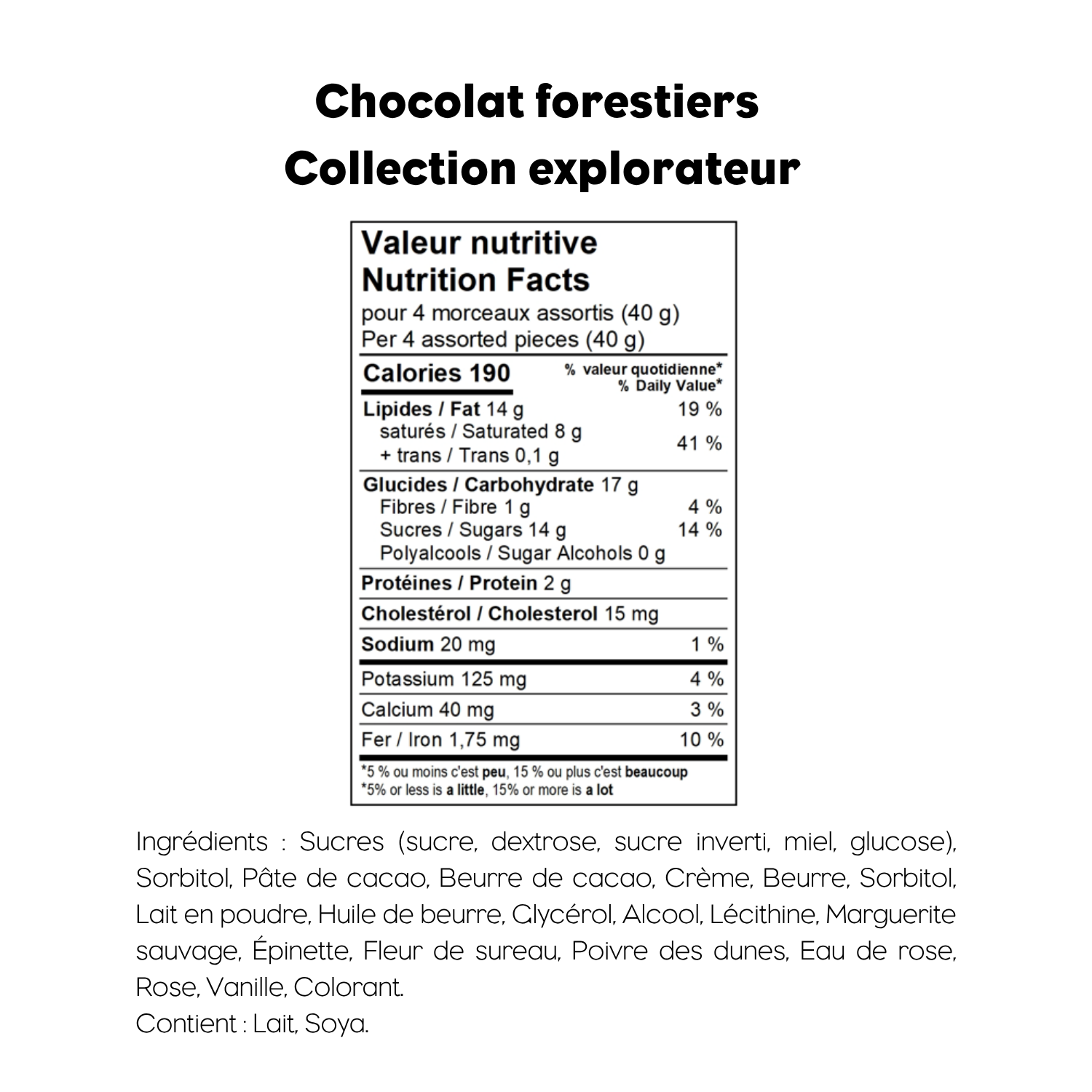 Chocolats forestiers, collection explorateur