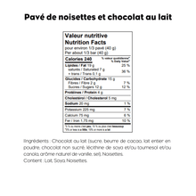 Pavé de noisettes grillées et chocolat