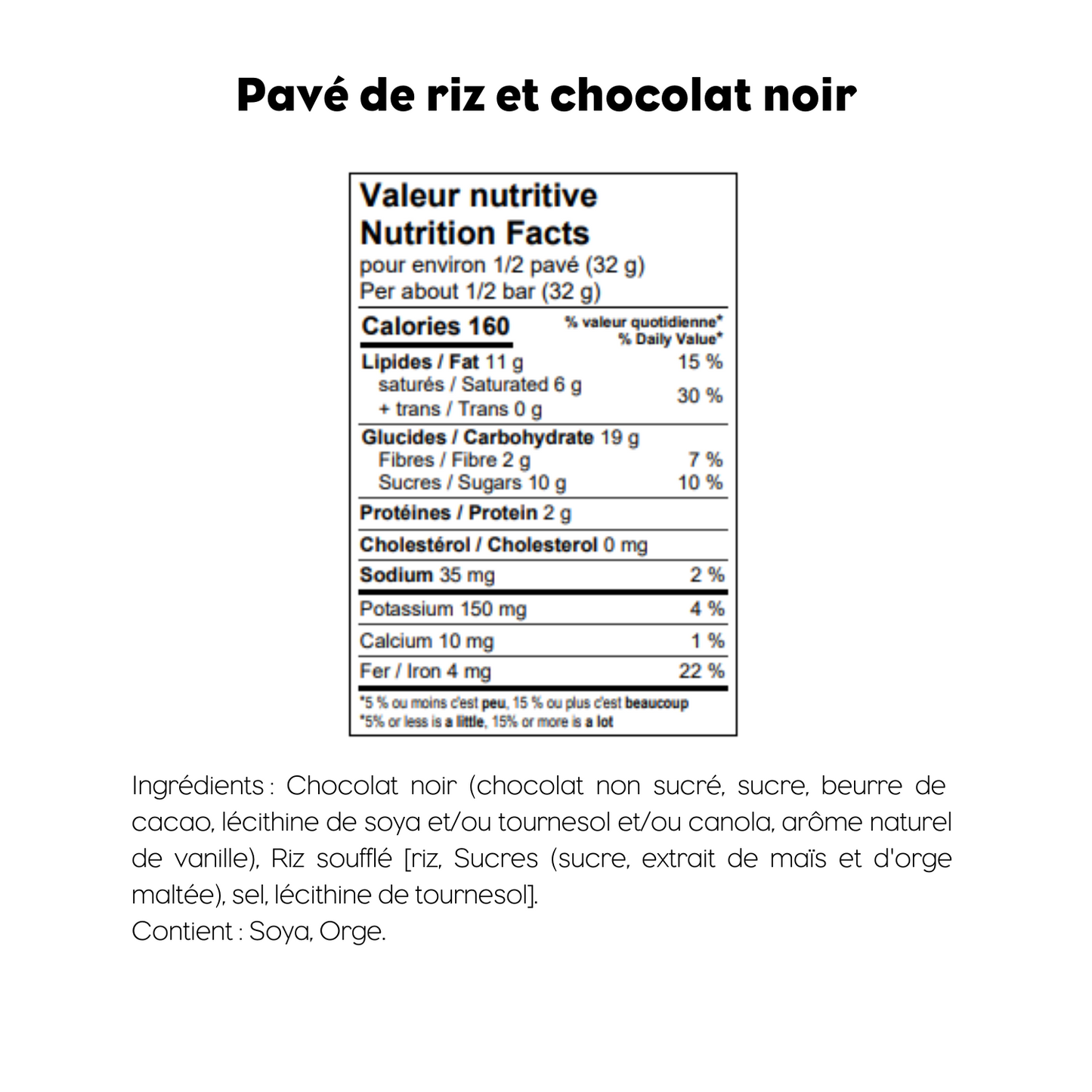 Pavé de riz et chocolat