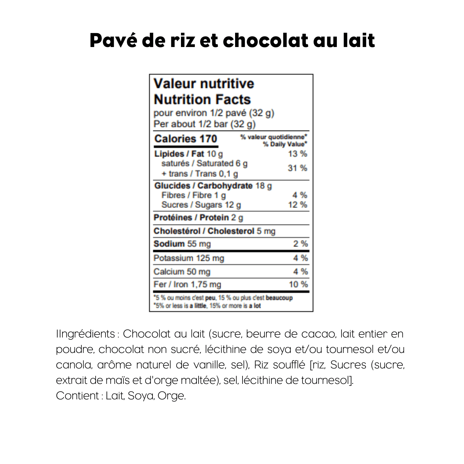 Pavé de riz et chocolat