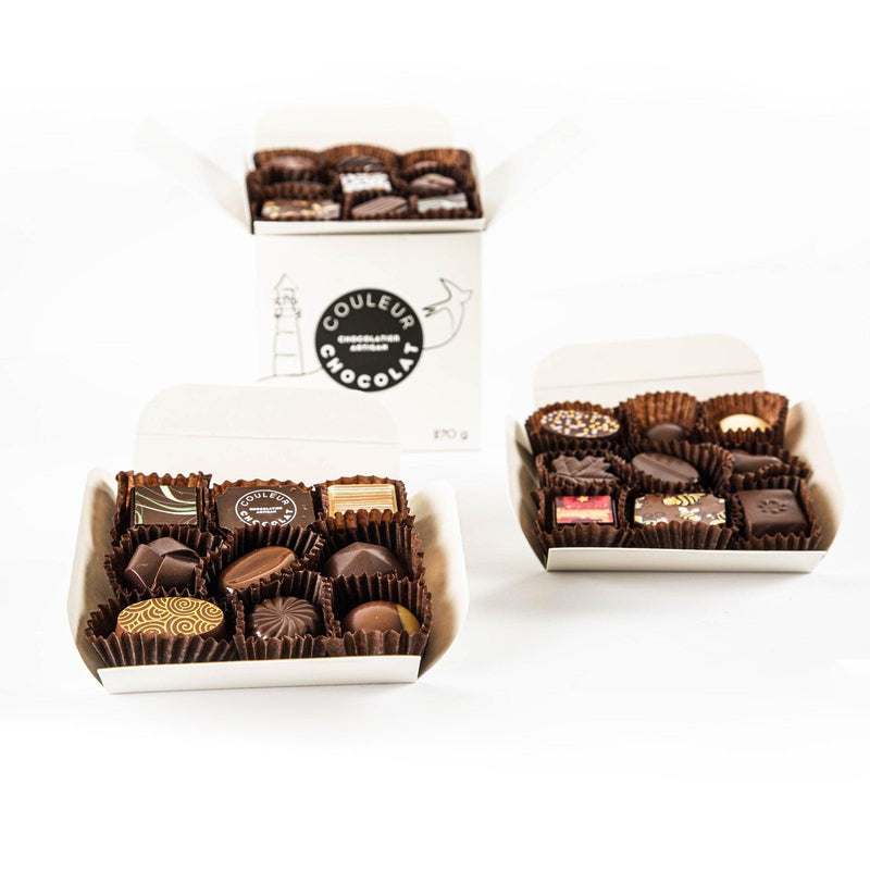Boîtes de bouchées de chocolat